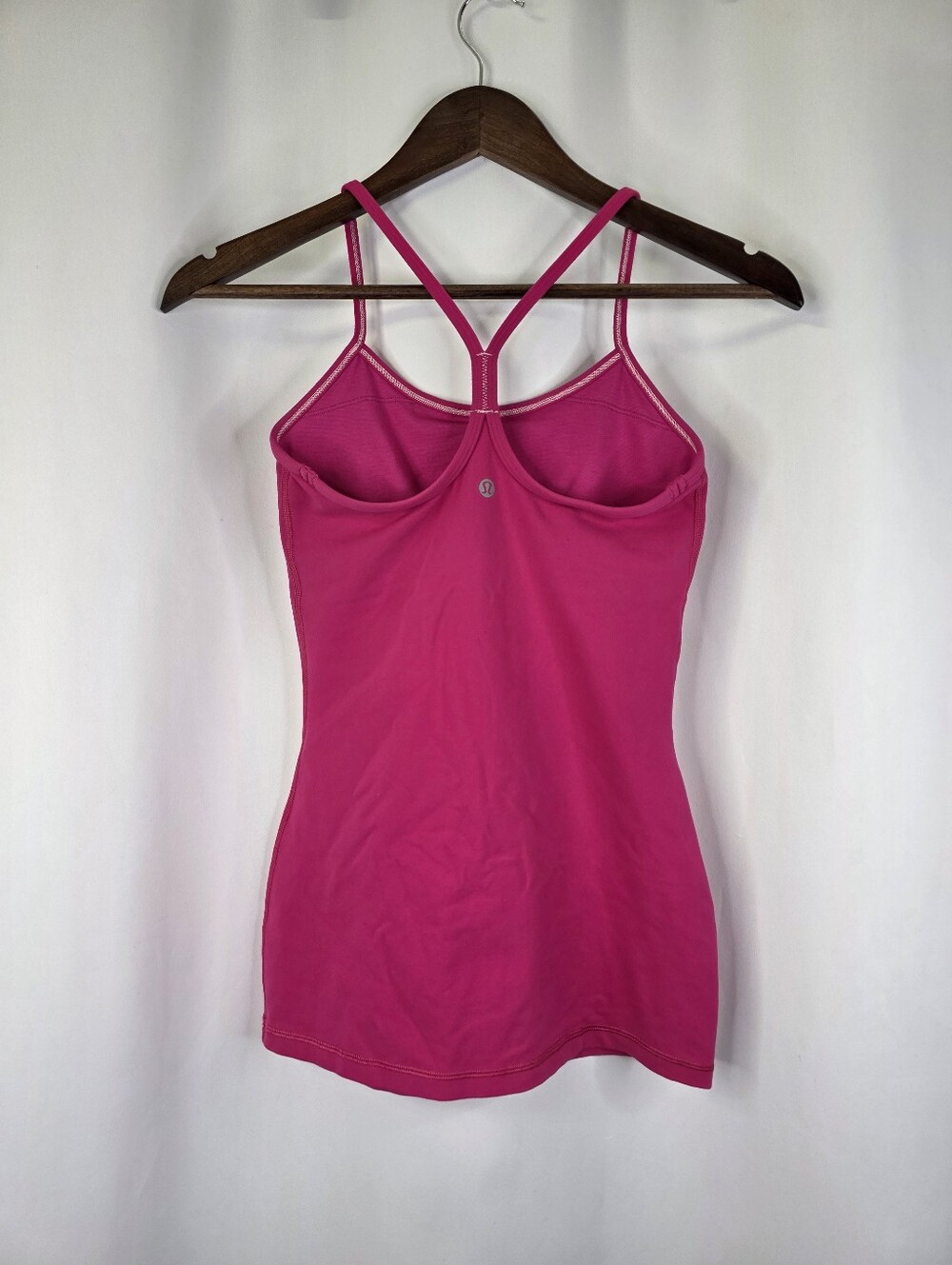 Lululemon Hot Pink Racer Back Fitted Tank With Built In Bra Long Length Size 4 - Picture 7 of 10